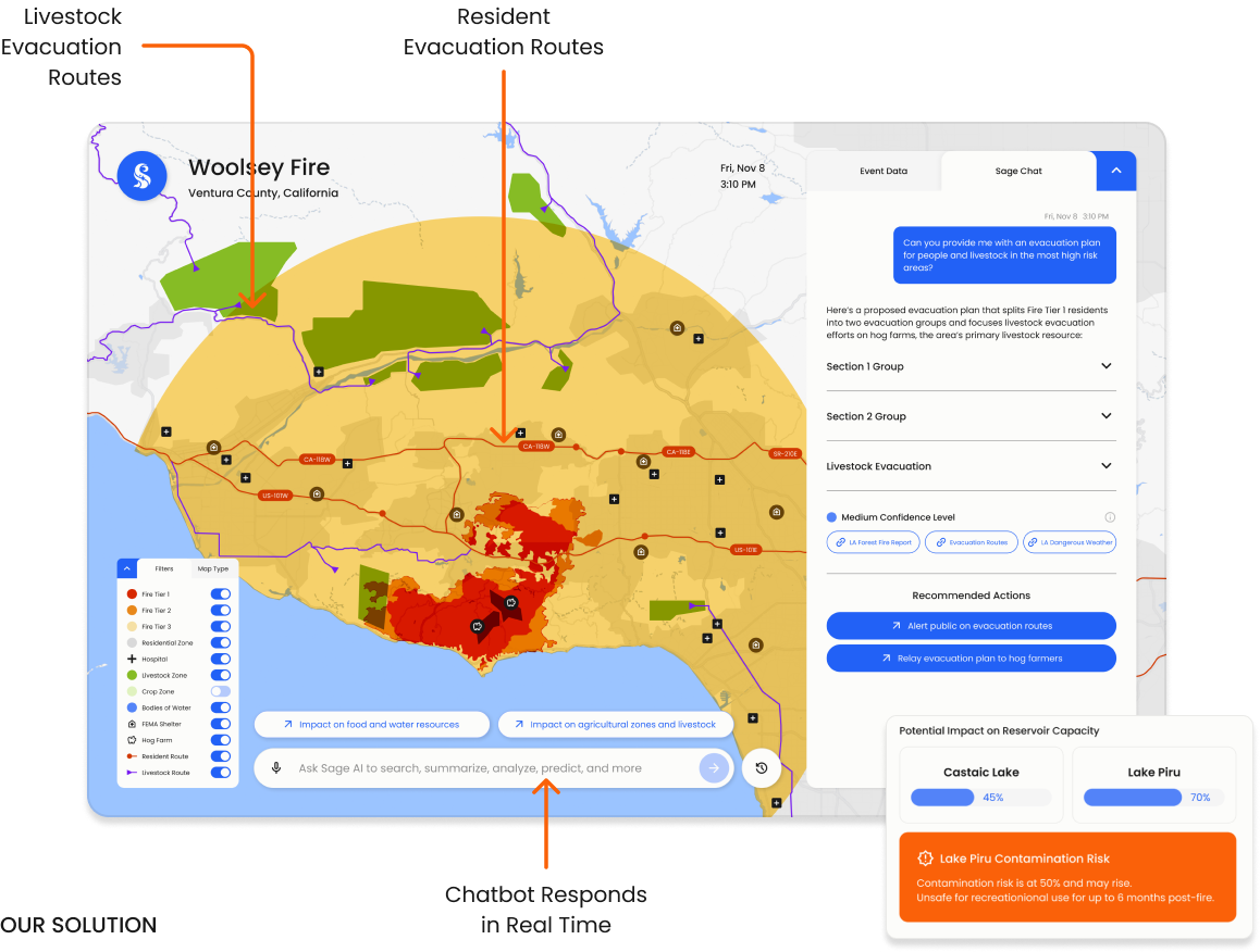 Sage AI evacuation planning interface