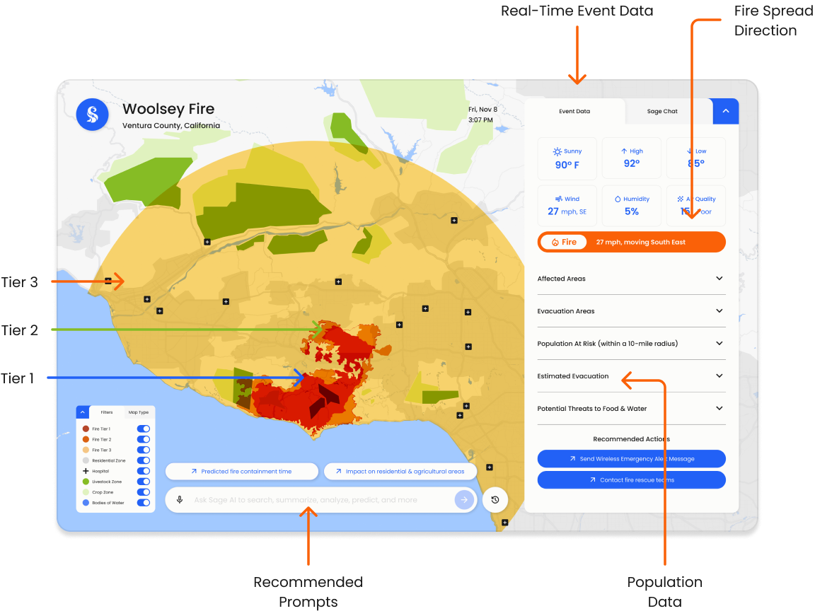 Sage geospatial event dashboard