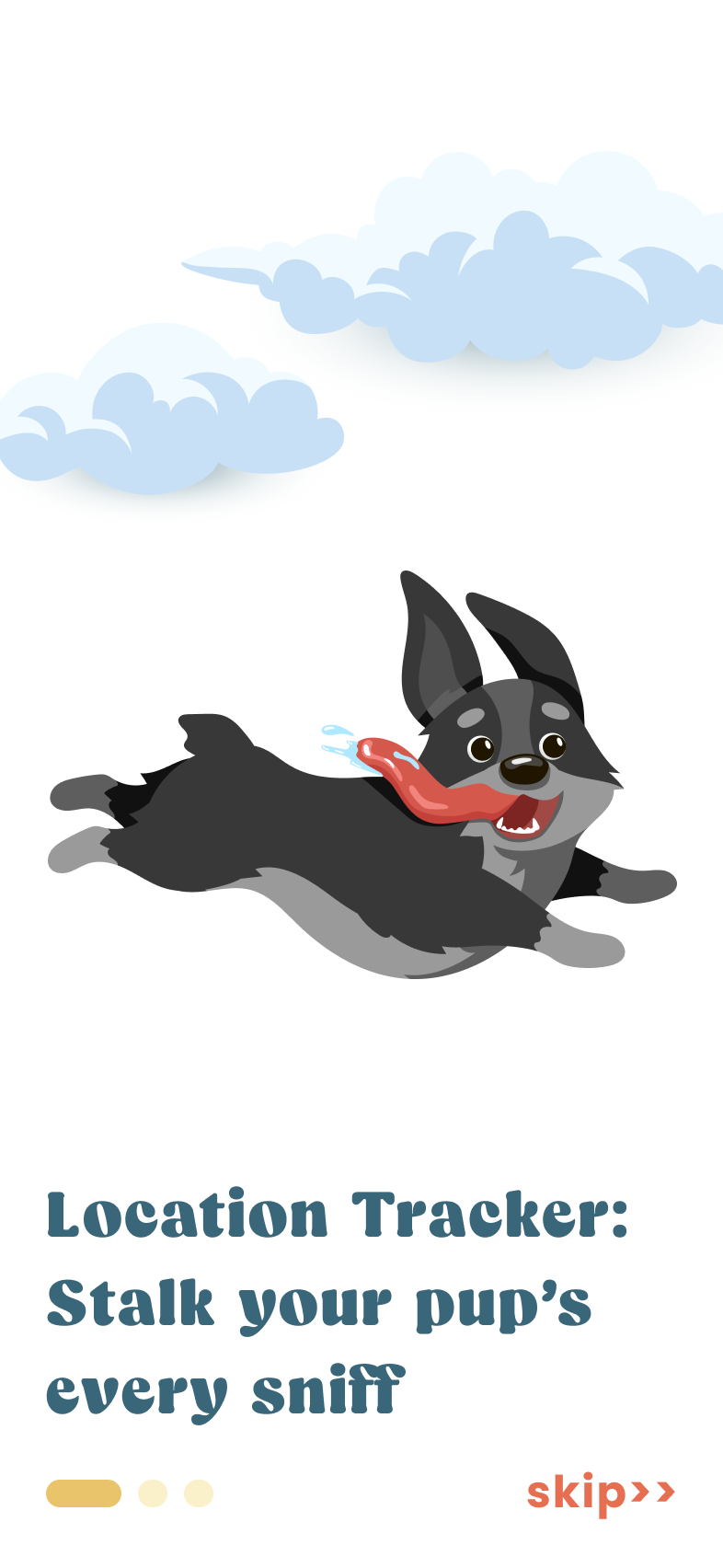Wiggles onboarding screen explaining location tracker