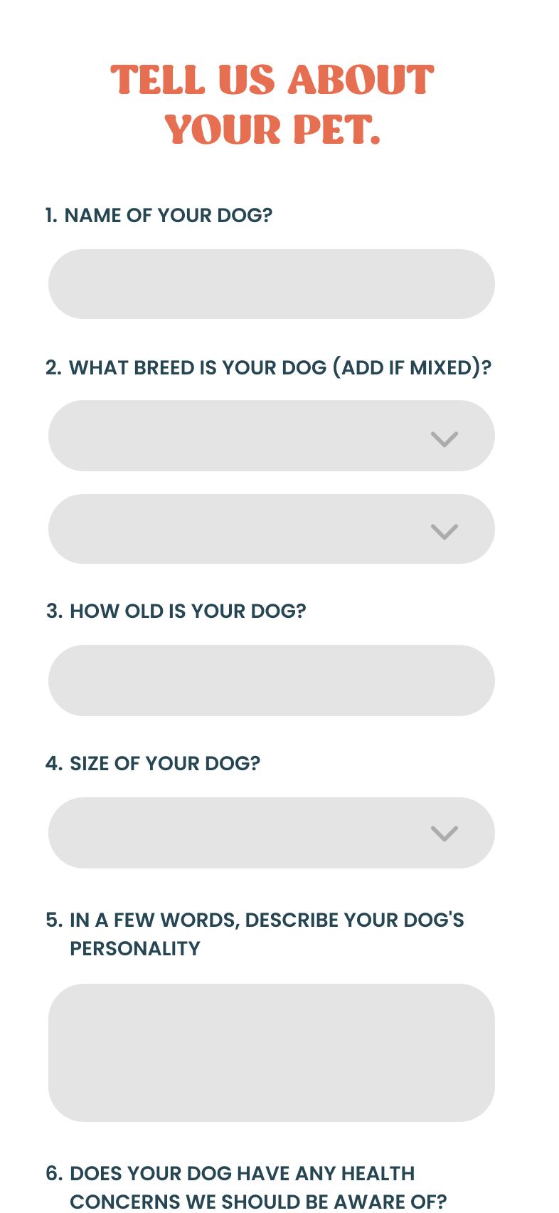 Wiggles pet profile setup questions