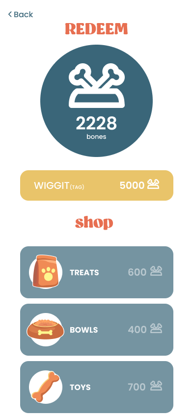 Wiggles bones reward marketplace